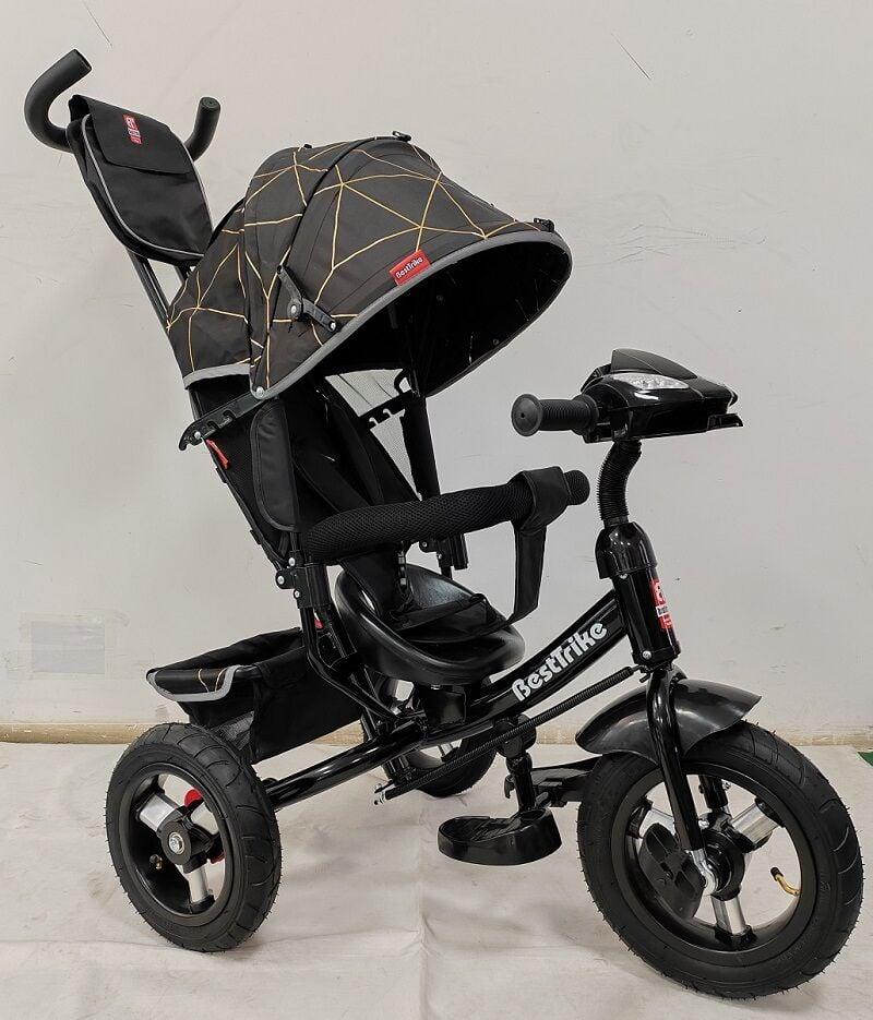 Дитячий велосипед-коляска триколісний 3390 / 40-055 "Best Trike" ФАРА З USB, надувні колеса, ровер
