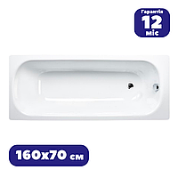 Сталева ванна 160x70 см прямокутна Insana біла без ніг вкладиш якісна емальована сталь рівна (Гарантія 12 міс)