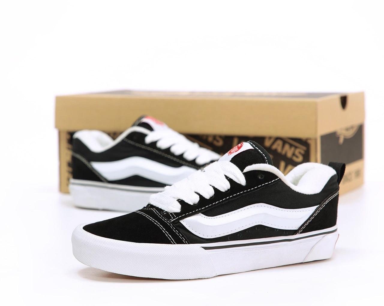 Кеди Vans Old Skool KNU Чорні з білим Кросівки Ванс Олд Скул текстиль замш демісезон унісекс