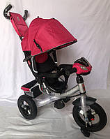 Детский велосипед-коляска трёхколёсный 3390 / 40-055 "Best Trike" ФАРА С USB, надувные колёса, ровер Розовый 2