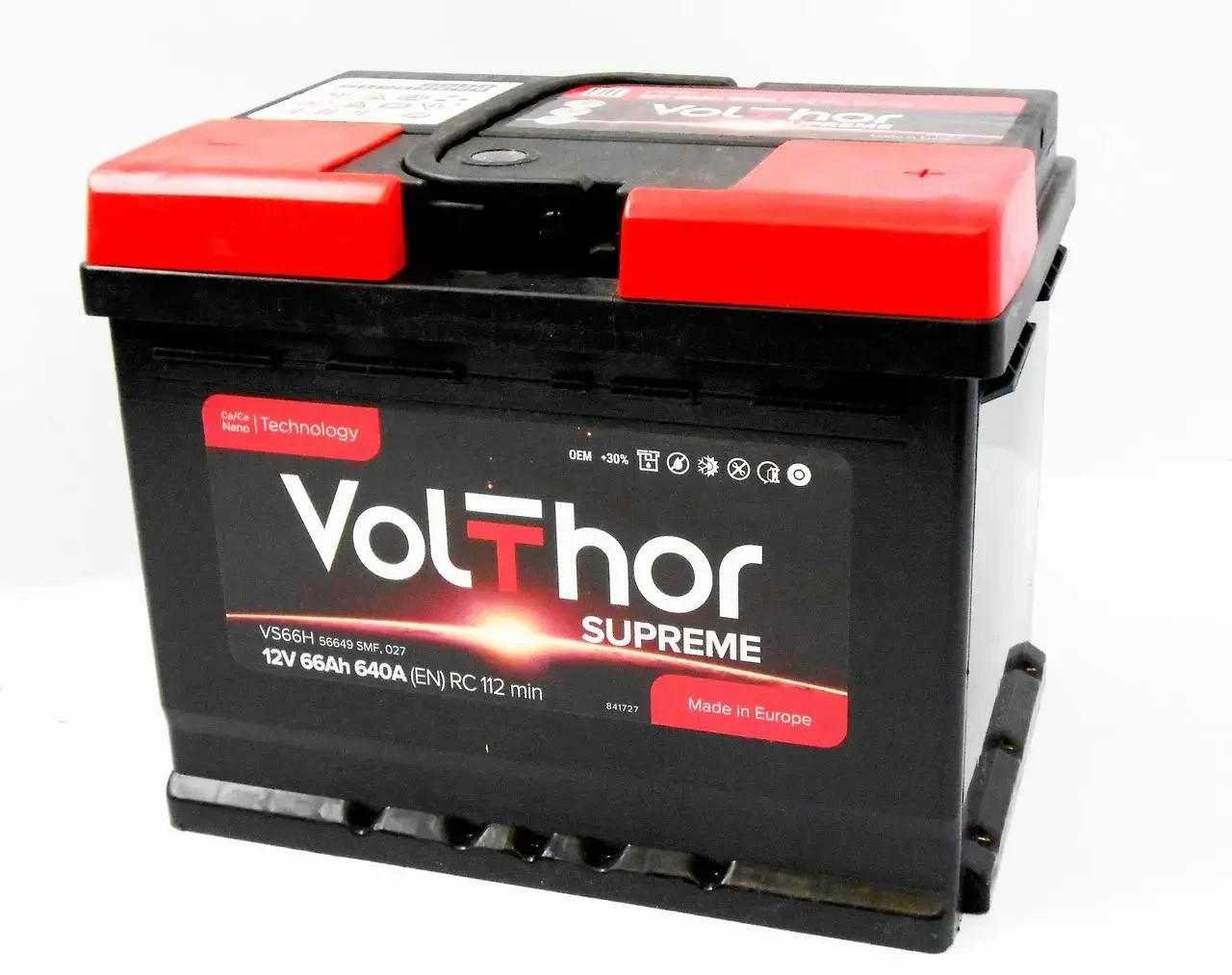 Акумулятор автомобільний VOLTHOR Supreme 66 (R+) (640A)