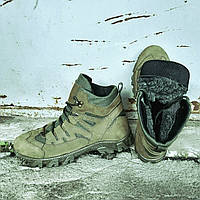 Зимние мужские тактические ботинки, берцы Олива. Полуботники теплые армейские из натуральной кожи