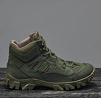 Кожаные мужские тактические ботинки, кроссовки. Олива, хаки. Натуральная кожа. 43р (28 см)