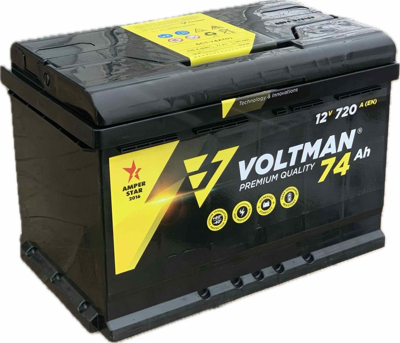 Акумулятор автомобільний VOLTMAN 74 Ah (R+) (720А)