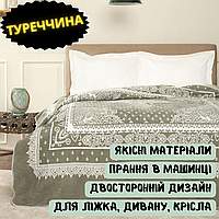 Двухсторонний хлопковый двуспальный плед Karaca Home - Evelina 180*220 Евро Турция Зелёный