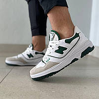 Мужские белые кроссовки NB 550 со вставками зеленого цвета 43 р (27,5 см)