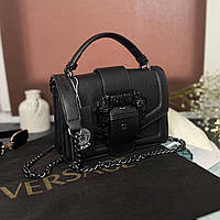Женская небольшая черная сумка Versace с цепочкой