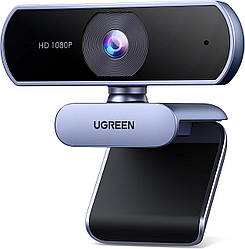 Веб камера з двома мікрофонами UGREEN 1080P USB-веб-камера Full HD Gray (CM678)