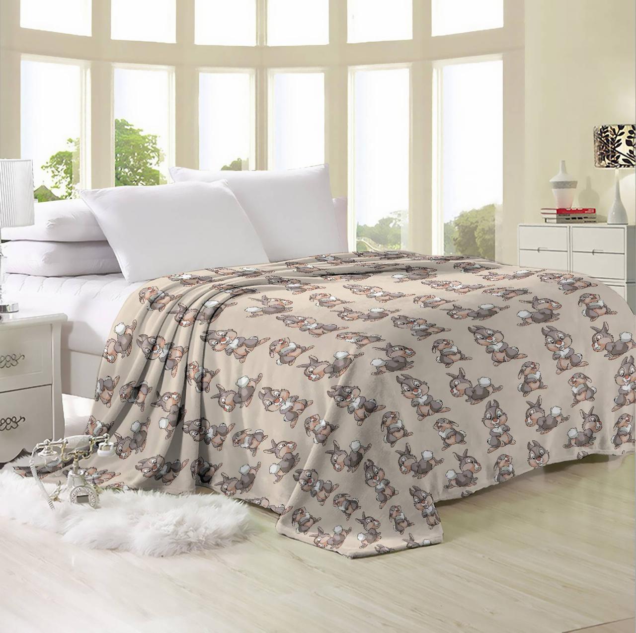 Плед з флісу Зайчата беж (160х210), фото 1