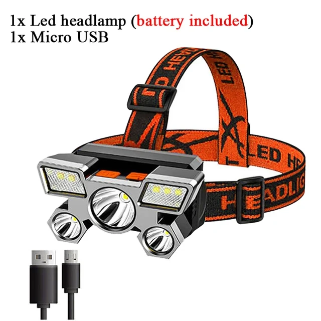 Налобний 5 світлодіодний із вбудованим акумулятором 18650HEAD LIGHT