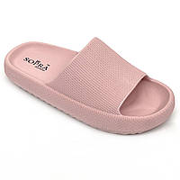 Шльопанці жіночі на товстій підошві пудрового кольору EVA ЗС-02 пудра розмір 36