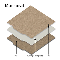 Упругая металлическая двусторонняя PEI - PEI пластина maccurat, 220x220 mm для 3д принтера