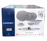 Столовый сервиз Luminarc Simply Grey Wood из стекла 46пр (V5983)