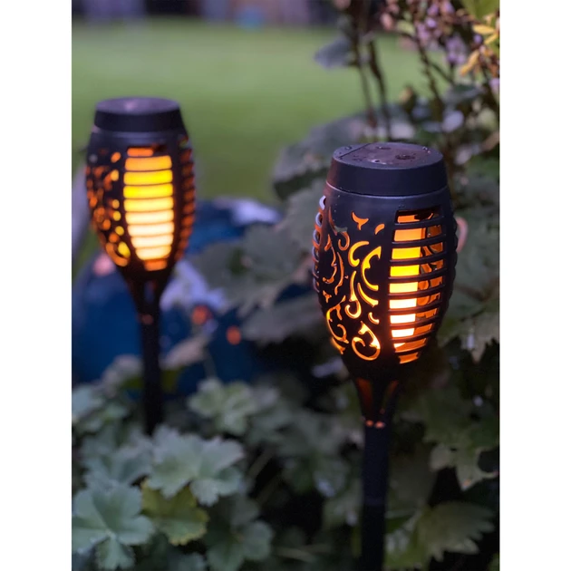Садовий ліхтар смолоскип на сонячній батареї LED 40см автоматичним вкл/викл (СФ-6017)