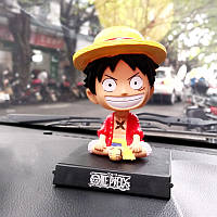 Фигурка балванщик Луффи 11см из аниме One Piece. Подставка для телефона Bobble Head