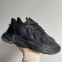 Мужские кроссовки Adidas Ozweego Black Leather черного цвета