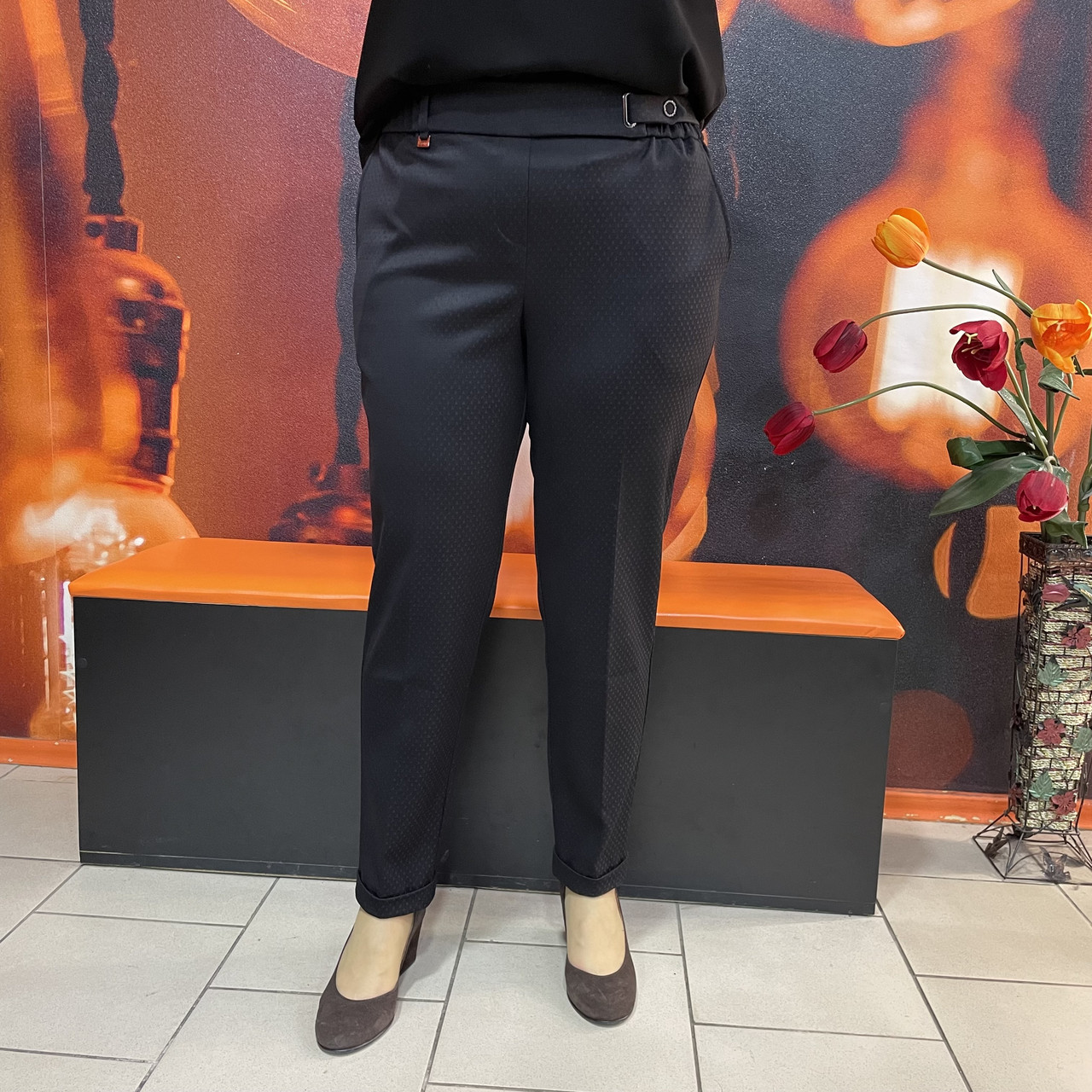 Брюки жіночі класичні великий розмір резинка 56 чорні, фото 1