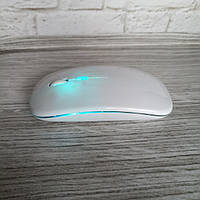 Беспроводная мышь аккумуляторная бесшумная со светодиодной подсветкой Bluetooth + 2,4 ГГц Белая зарядка USB