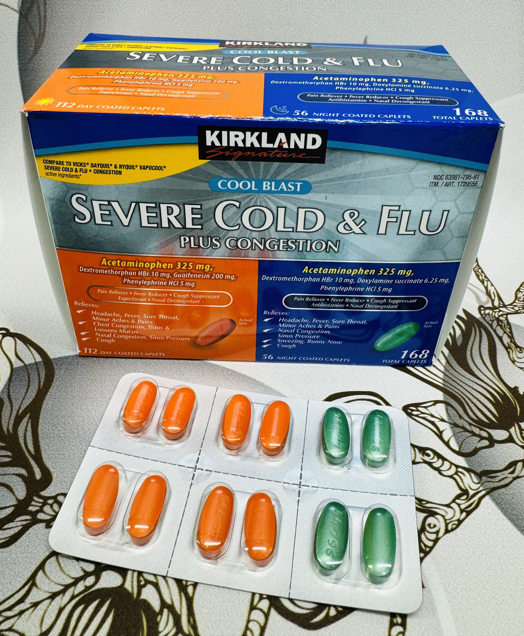 Капсули від кашлю, застуди Kirkland Multi-Symptom Cold Flu Severe
