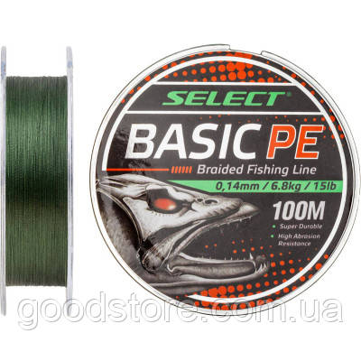 Шнур Select Basic PE 100m Dark Green 0.26mm 45lb/20.8kg (1870.27.68) - оригінал, фото 1
