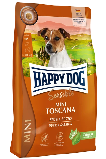 Сухий корм Happy Dog Sensible Mini Toscana сухий корм для собак дрібних порід з качкою та лососем, 4 кг