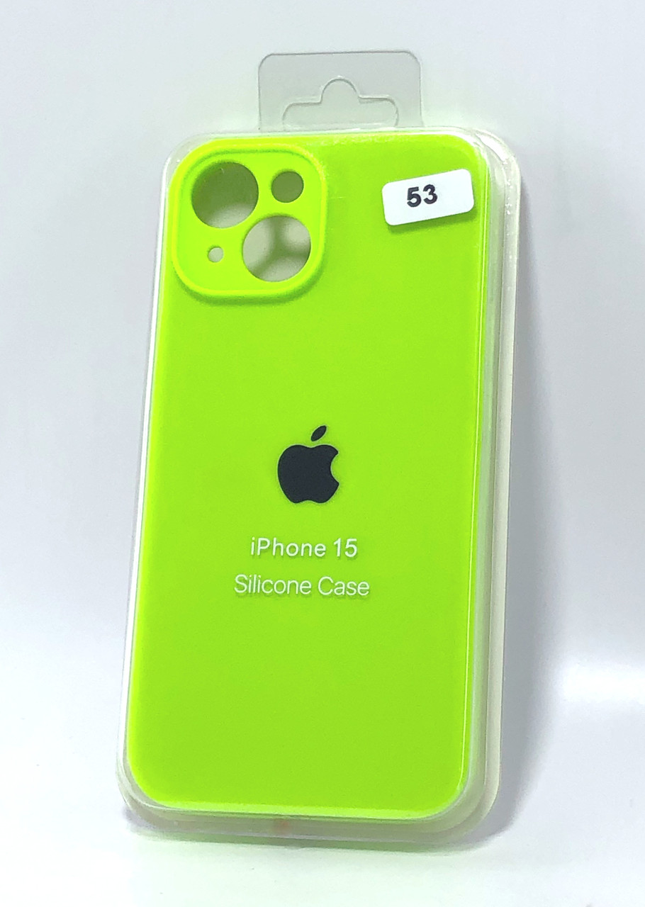 Чохол для телефону iPhone 15 Silicone Case original FULL Camera №53 neon green (4you), фото 1