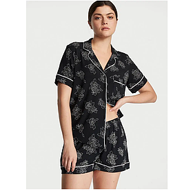 Ультрам'яка піжама Modal Short Pajama Set  Black Outline Floral Size XS