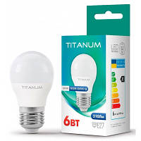 Лампочка TITANUM G45 6W E27 3000K (TLG4506273) l