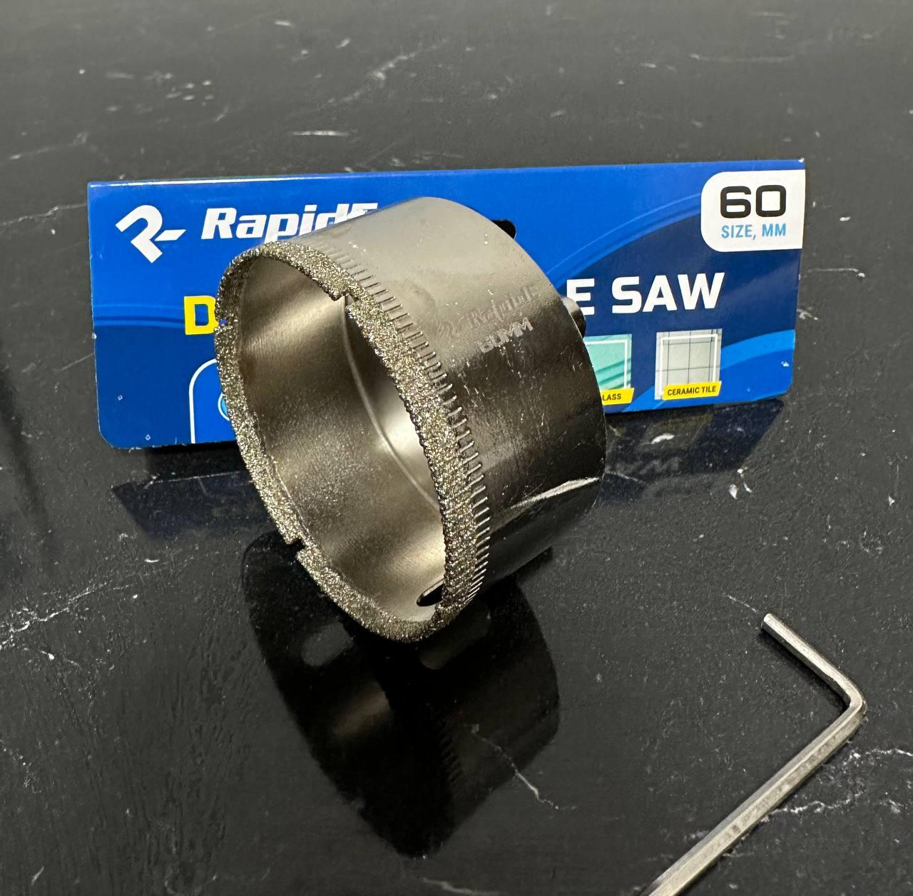 Коронка алмазна гальванічна RAPIDE DIAMOND HOLE SAW 60мм / тип свердління- мокре, фото 1