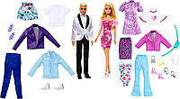 Набір ляльок Барбі та Кен з комплектами одягу Barbie & Ken Fashion Set with Clothes HKB10