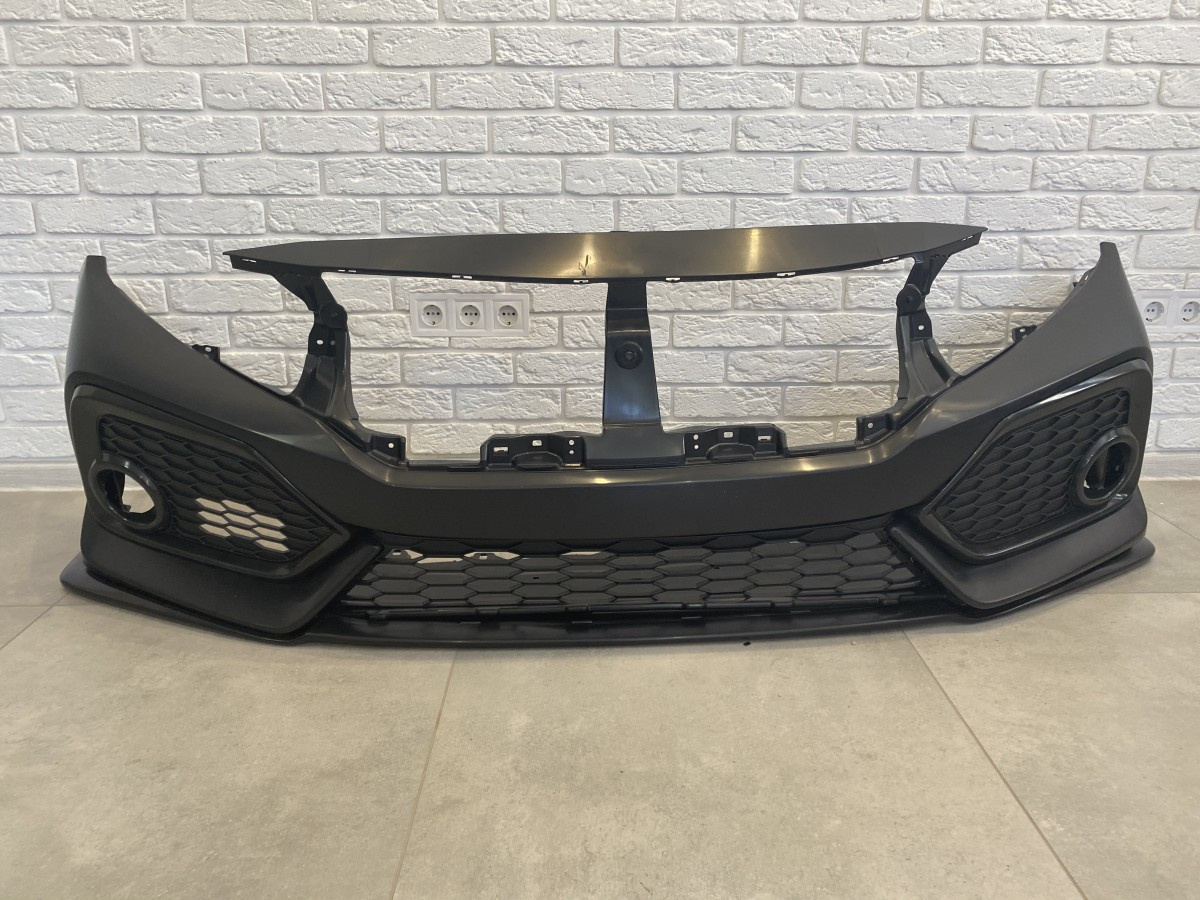 Бампер передній SI Honda Civic 4D / 5D 2016-2018 (бампер, губа, сітки), фото 1