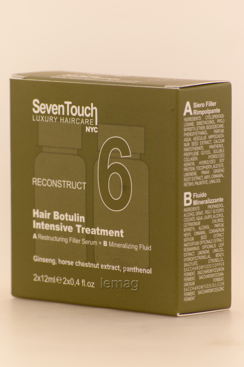 Seven Touch 6 Ботокс для волос: А-Восстанавливающая филлер-сыворотка + В-Минерализированный флюид, 2x12 мл - фото 2 - id-p1000697137