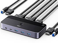 KVM-переключатель Ugreen USB 3.0 KVM Switch HDMI with 3 USB + 1 Type-C Ports USB Switch 4K@60Hz Black (CM662)