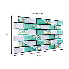 Декоративна ПВХ панель цегла зелений орнамент 960х480х4мм SW-00001429, фото 3