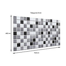 Декоративна ПВХ панель чорно-біла мозаїка 960х480х4мм SW-00001432, фото 3
