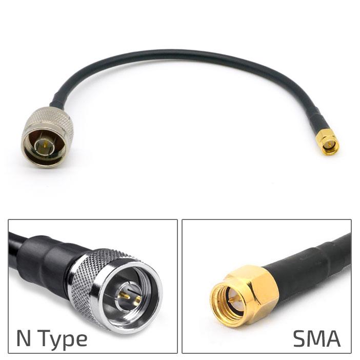 Кабель антенний пігтейл SMA Male-Type N Male 20 см RG-58 адаптер подовжувач перехідник для модему роутера, фото 1