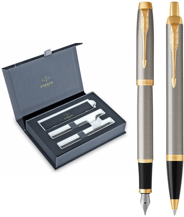 Набір ручок Parker IM 17 Brushed Metal GT FP+BP в подарунковій упаковці DUO24 (22292b24)