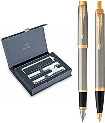 Набір ручок Parker IM 17 Brushed Metal GT FP+BP в подарунковій упаковці DUO24 (22292b24)