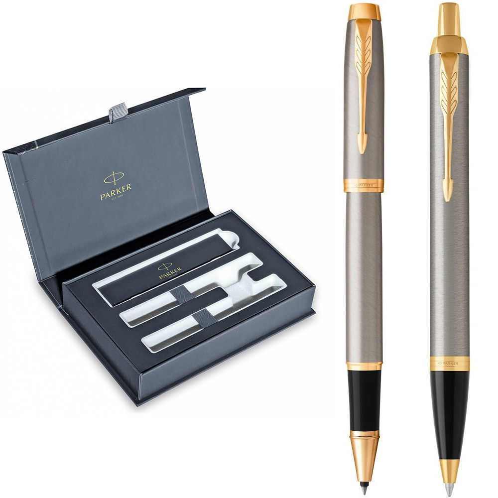 Набір ручок Parker IM 17 Brushed Metal GT RB+BP в подарунковій упаковці DUO24 (22282b24)