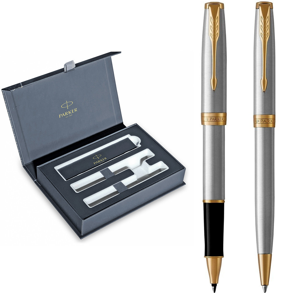 Набір ручок Parker SONNET 17 Stainless Steel GT RB+BP в подарунковій упаковці DUO24 (84182b24)