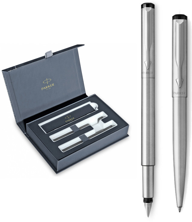 Набір ручок Parker VECTOR 17 Stainless Steel FP+BP в подарунковій упаковці DUO24 (05092b24)