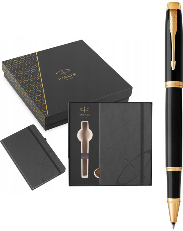 Набор Parker ручка-ролер IM 17 Black GT RB + блокнот Parker + в подарунковій упаковці GIFT24 (22022b24)