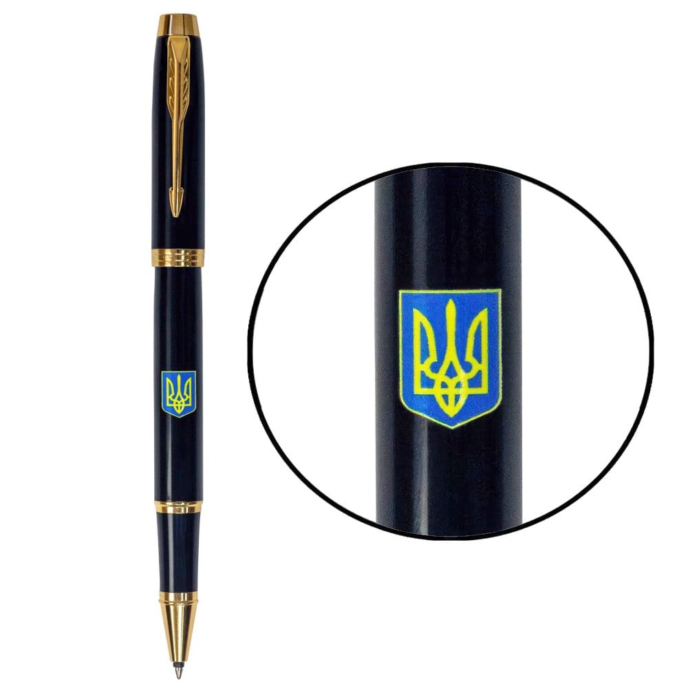 Ручка-ролер Parker IM 17 UKRAINE Black GT RB Герб Україні синьо-жовтий (22022_T0076u)