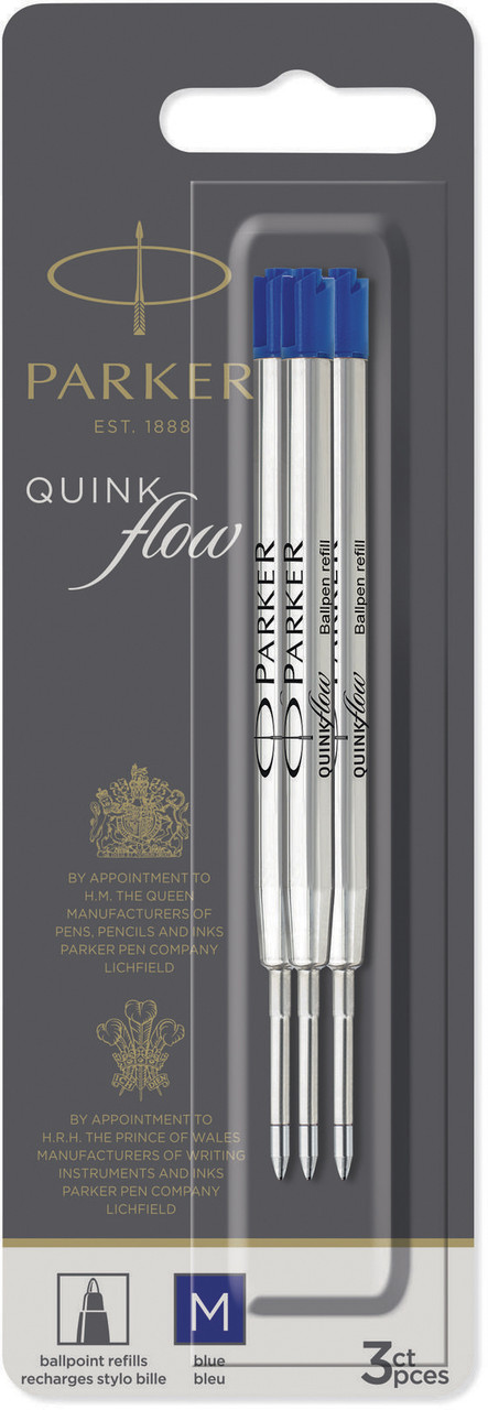 Стрижень Parker QuinkFlow кульковий синій M блістер 3 шт. (10232BLU3)