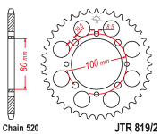 Мотозірка задня  JTR819/2.41 Suzuki  GN250 , Suzuki  GZ250 Marauder,Suzuki  TU250 X