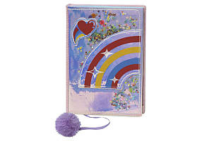 Блокнот A5 80арк., в клітинку, лазерний з аплікацією, задня частина хутряна обкладинка ООПТ Веселка