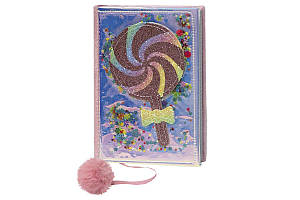 Блокнот A5 80арк., в клітинку, лазерний з аплікацією, задня частина хутряна обкладинка ООПТ Цукерка