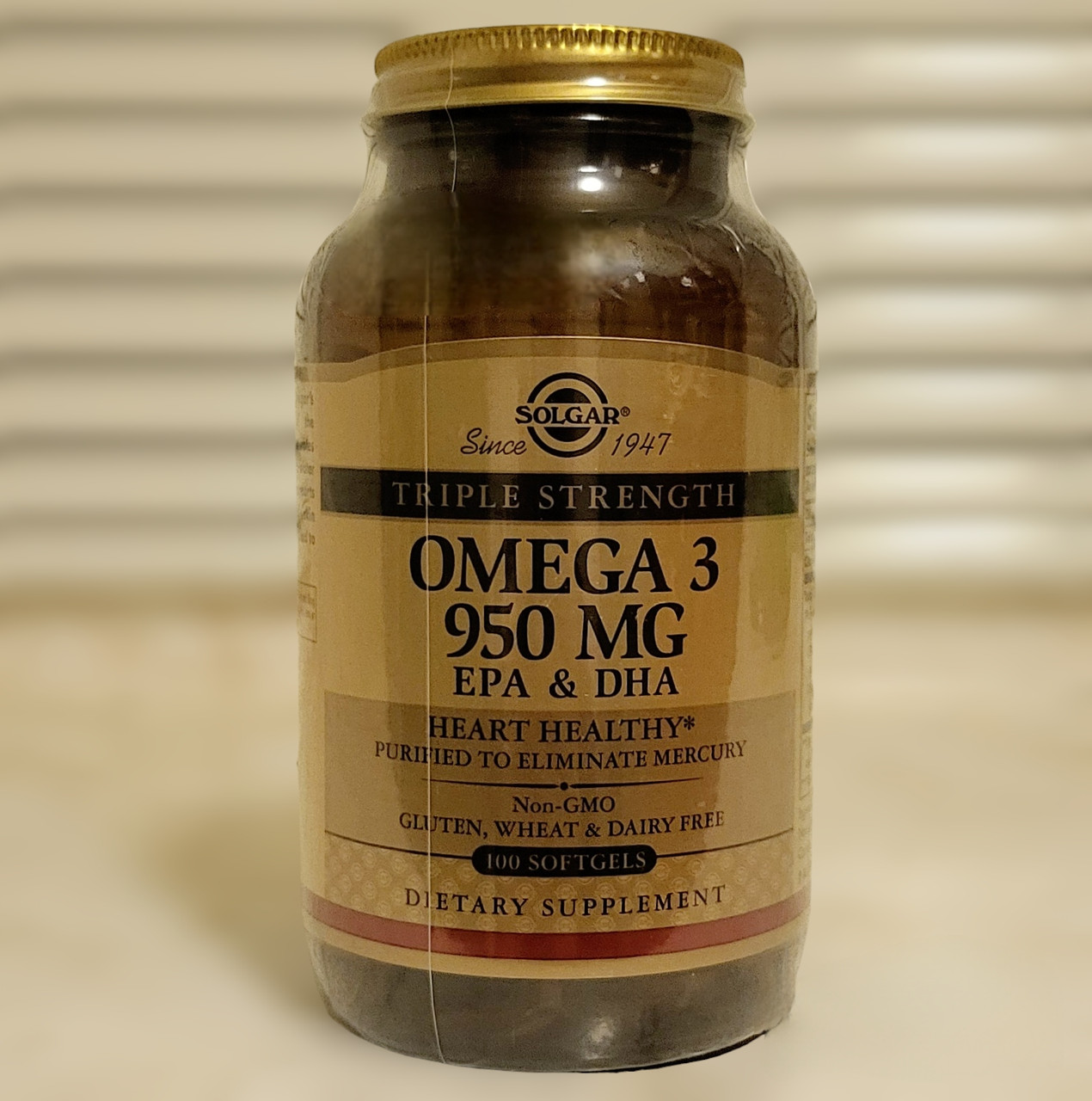 Солгар омега 3 Solgar Triple Strength Omega-3 950 mg 100 softgels риб'ячий жир жирні кислоти, вітаміни