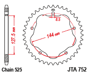 Мотозірка задня JTA752.42 DUCATI 848, 916, 996, HYPERMOTARD,MONSTER, MULTISTRADA STREETFIGHTER 796-1100, фото 1