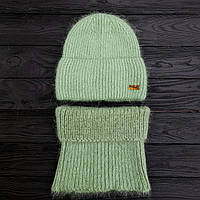 Комплект женский зимний из ангоры (шапка+бафф) ODYSSEY 56-58 см Ментоловый 13924 - 13006